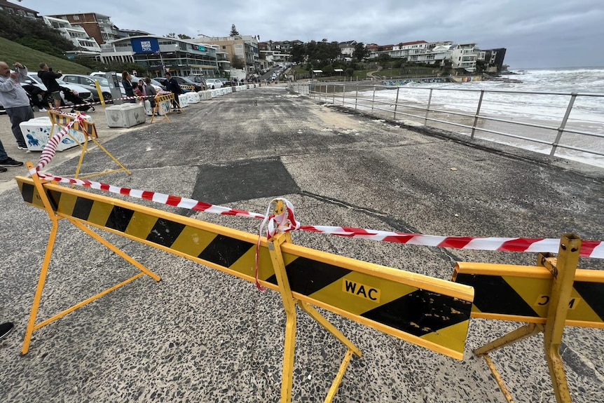 barricades along the promenade at a beach