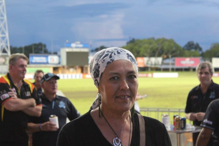 Bridgit Martin-Page stands at the Darwin Football Stadium.