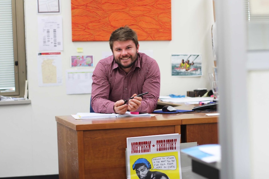 A man in his office in June.