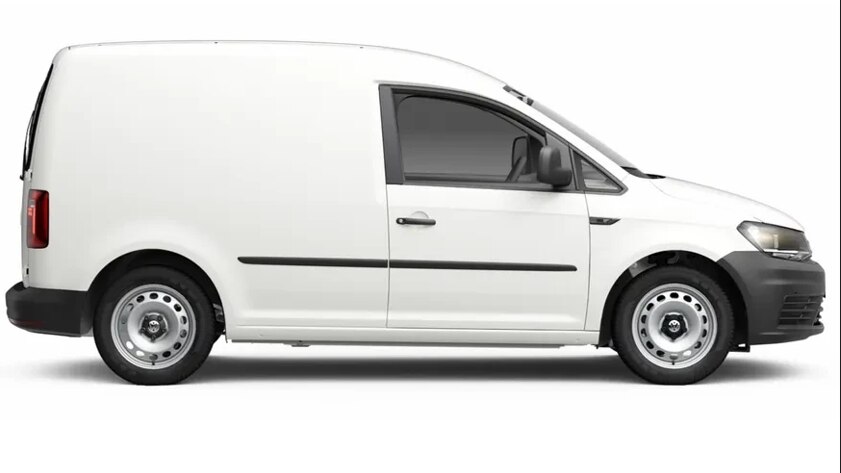 A white utility van with no windows in the back.