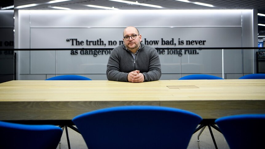 Jason Rezaian, former Tehran bureau chief for the Washington Post sitting at the newspapers office in Washington.