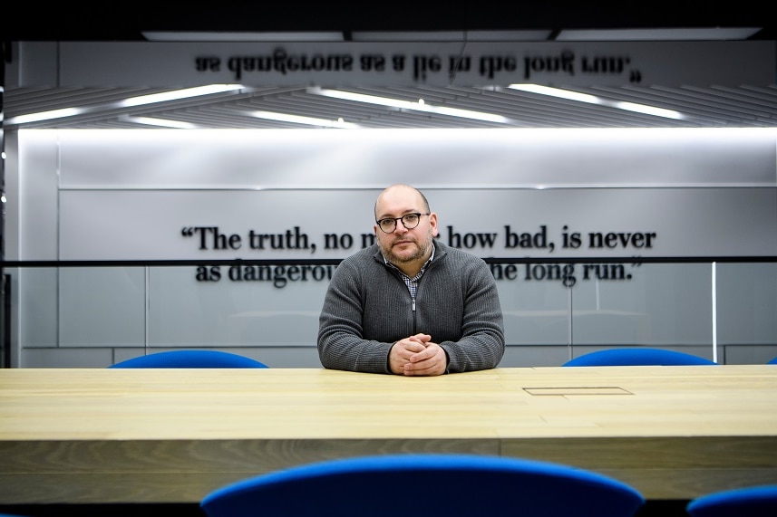 Jason Rezaian, former Tehran bureau chief for the Washington Post sitting at the newspapers office in Washington.