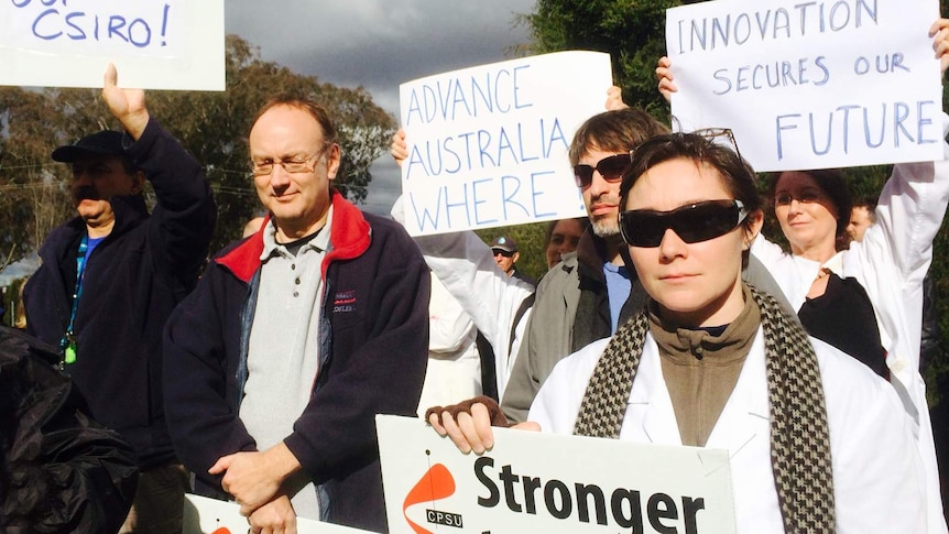 More than 100 staff voiced their concerns outside the CSIRO in Canberra.