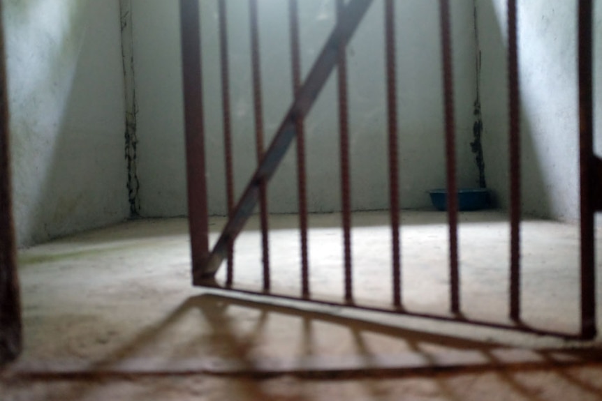 A replica of a Myanmar jail cell.