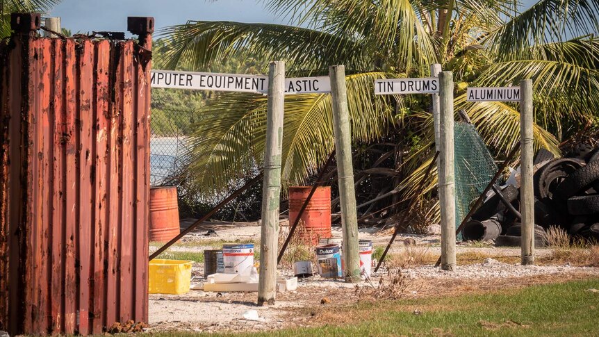 Cocos Island transfer station sorting area