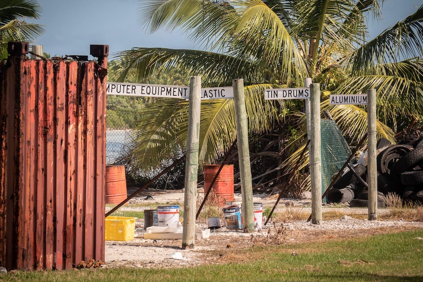 Cocos Island transfer station sorting area