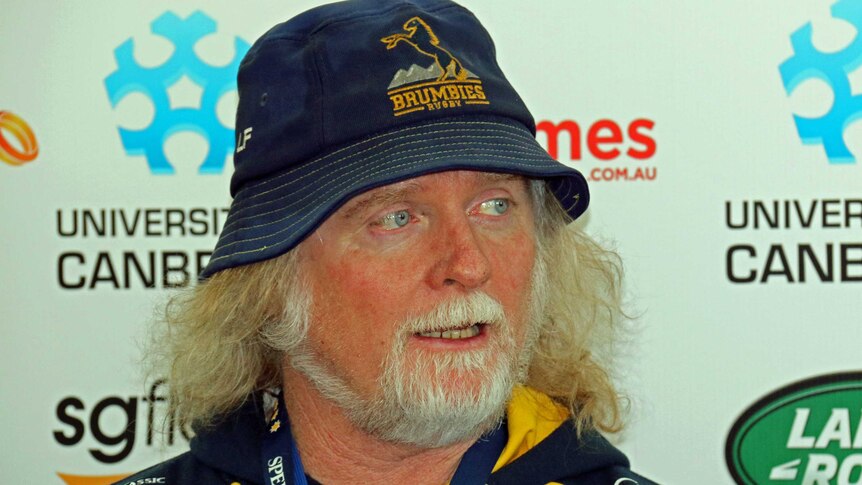 Laurie Fisher speaks to the media ahead of the Brumbies' semi-final against the Waratahs.