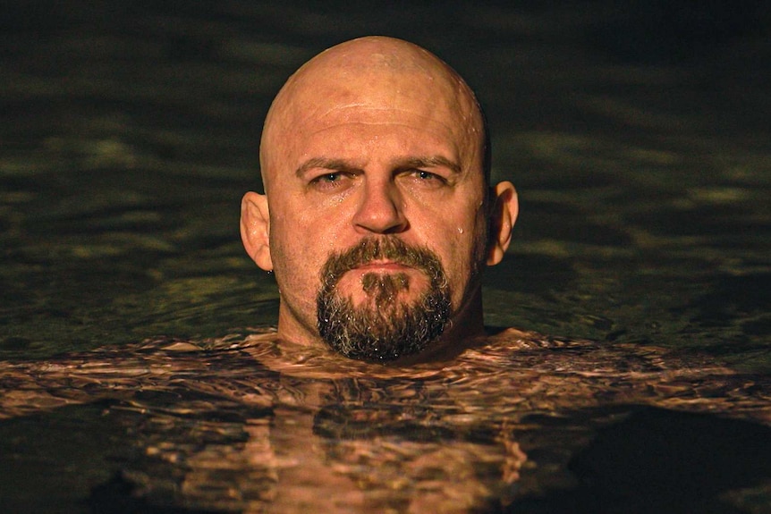 Brett Fitzpatrick does cold water immersion to help with his mental health issues.