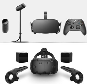 A composite of the Oculus Rift and HTC Vive.