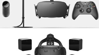 A composite of the Oculus Rift and HTC Vive.