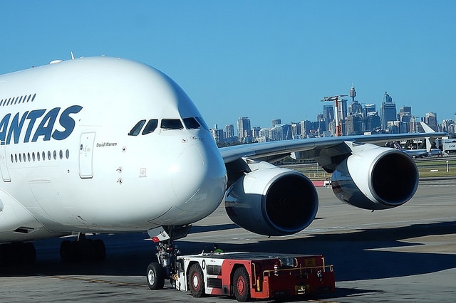 A Qantas plane at Sydney airport November 5, 2016.