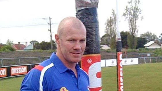 Right at home...Hall poses in the Bulldogs' colours at Whitten Oval.