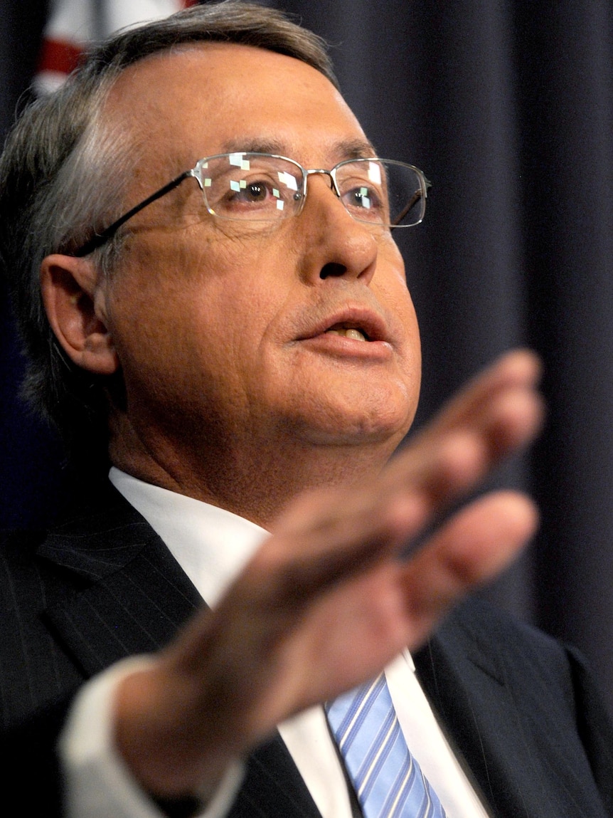 Treasurer Wayne Swan speaking during a press conference.