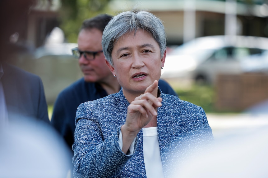 Penny Wong speaks during a campaign event. 