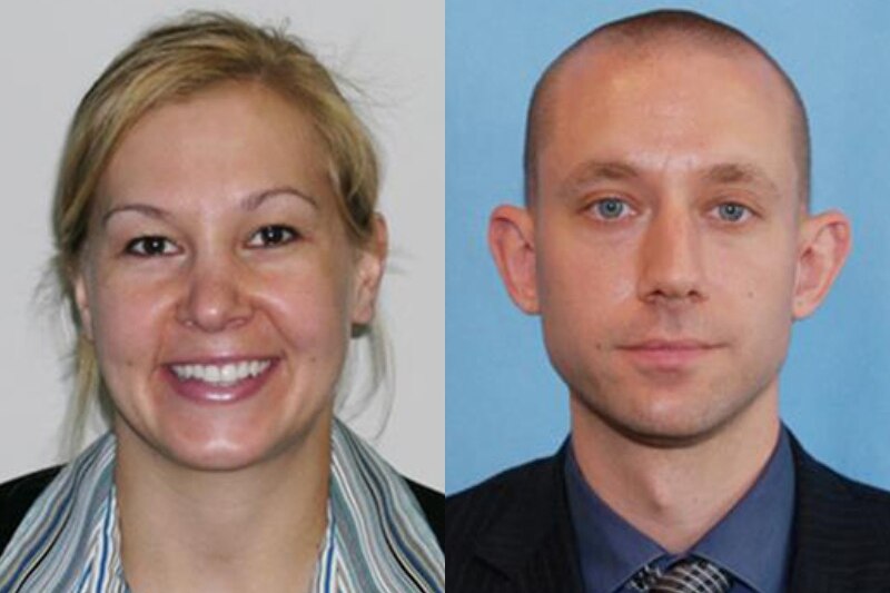 Headshots of FBI special agents Laura Schwartzenberger and Daniel Alfin