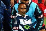 Melbourne Victory's Archie Thompson is stretchered off