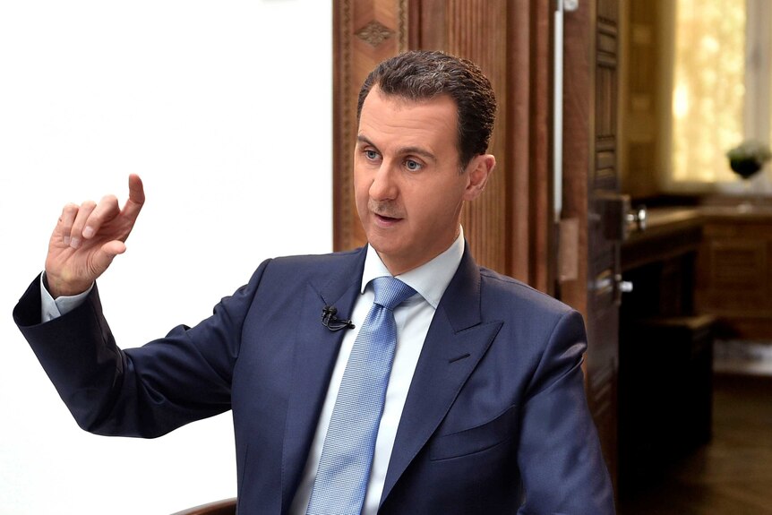 Syria's President Bashar al-Assad speaks during an interview with a Croatian newspaper.