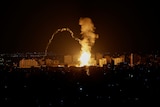 Smoke rises following an Israeli air strike in Gaza