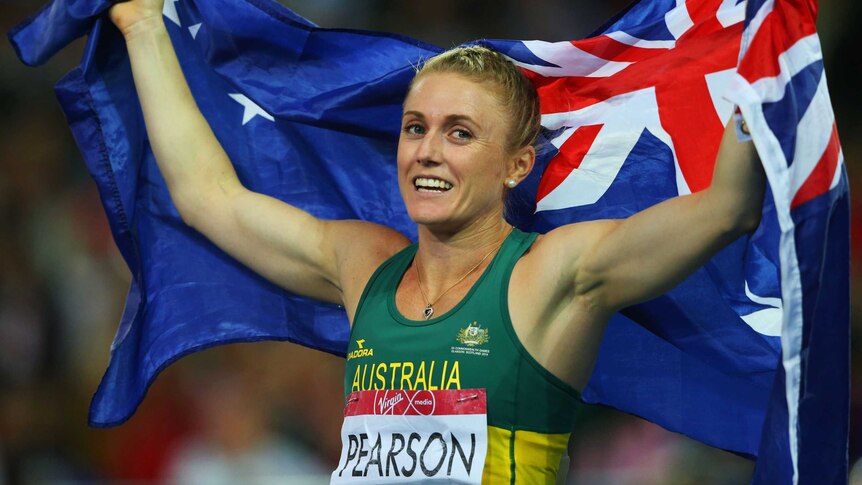 Pearson celebrates with Australian flag