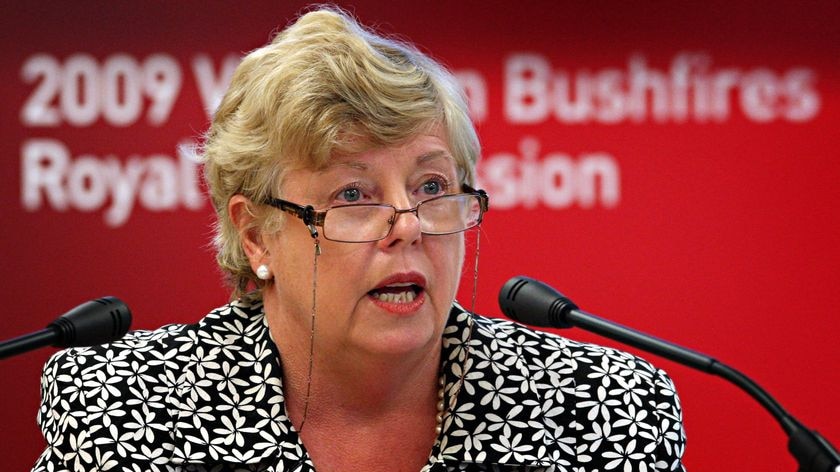 Christine Nixon speaks at the 2009 Victorian Bushfires Royal Commission in Melbourne on April 14, 2010 (News Ltd/Pool: AAP)