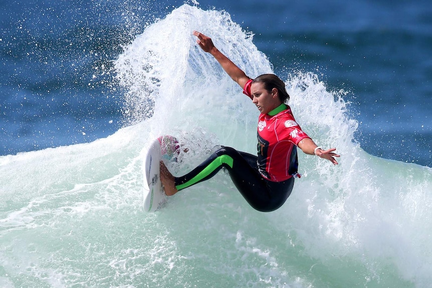 Sally Fitzgibbons churns up the waves at Surfest.