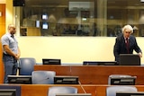 Radovan Karadzic, right, appears in the courtroom of the ICTY War Crimes tribunal