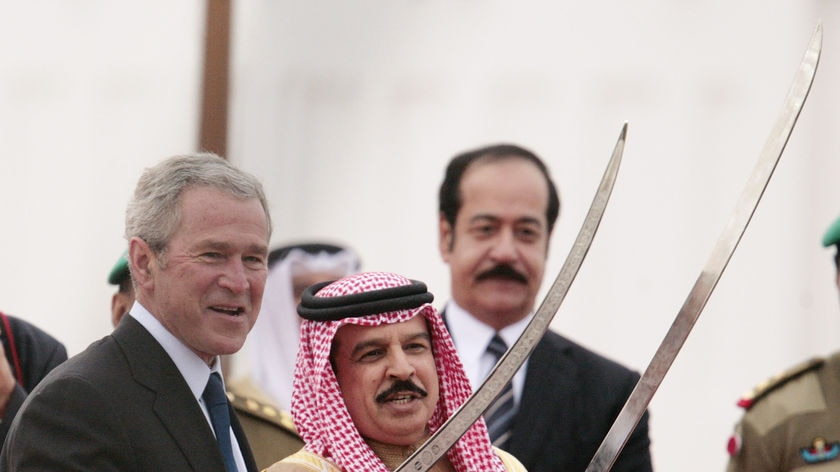 George W Bush welcomed in Bahrain