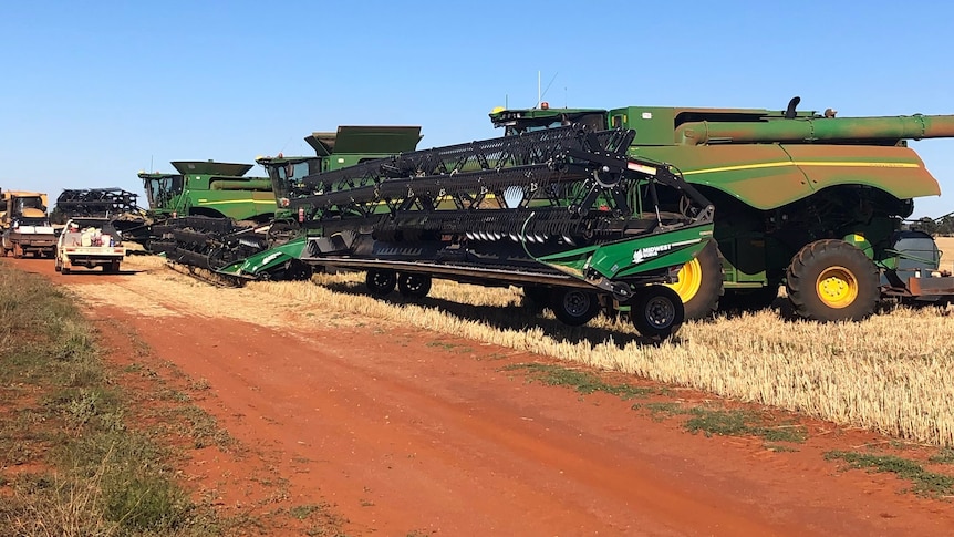 Harvest machinery in a paddock