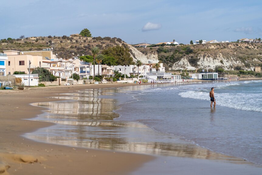 A beach. 