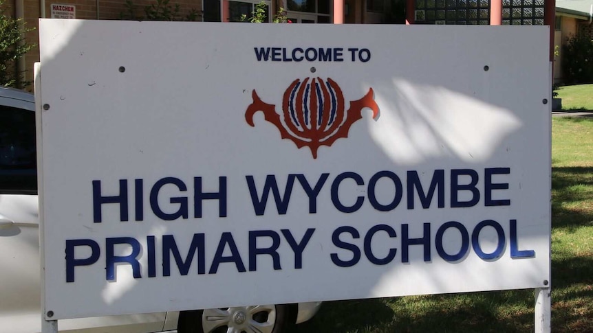 A sign out the front of High Wycombe Primary School