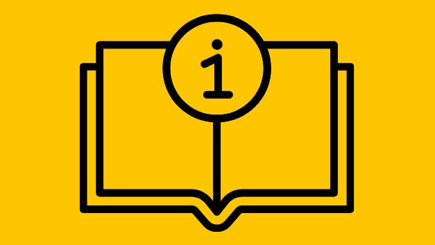 Open book with an information symbol over it