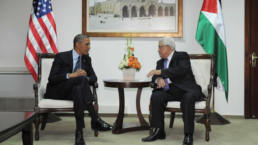 president obama meets Palestinian president Mahmud Abbas