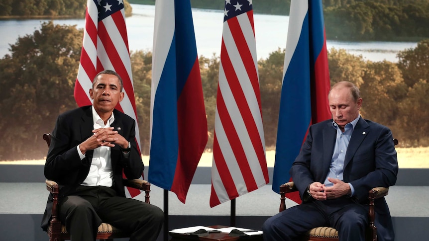 Barack Obama and Vladimir Putin meet at the G8.