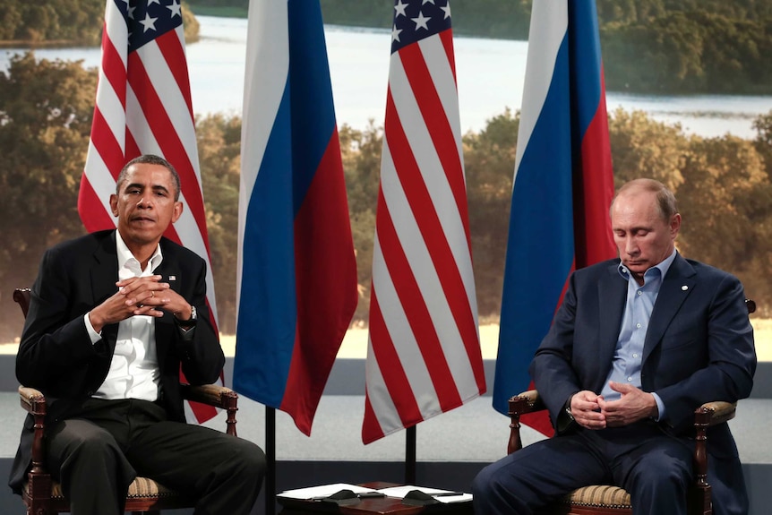 Barack Obama and Vladimir Putin meet at the G8.