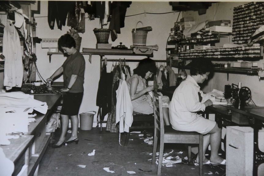 Maria (far left)  at work in the 1960s.