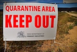 Quarantine warning sign about bird flu outbreak