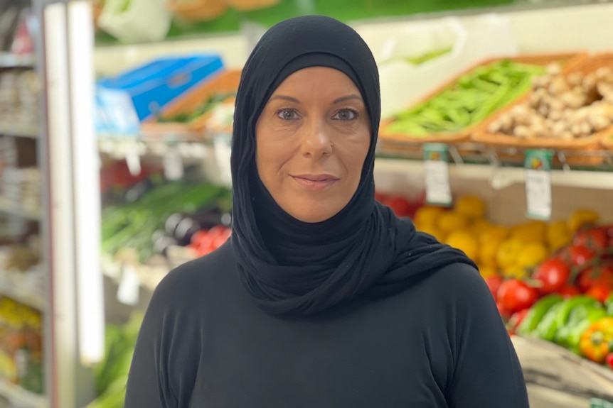 A woman wearing a hijab at a grocery store in Melbourne 