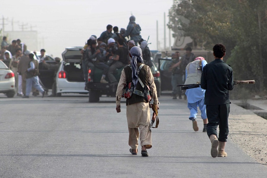 Afghan security forces gather in Kunduz
