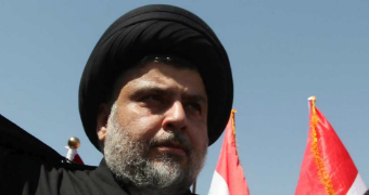 A close up of Moqtada al-Sadr