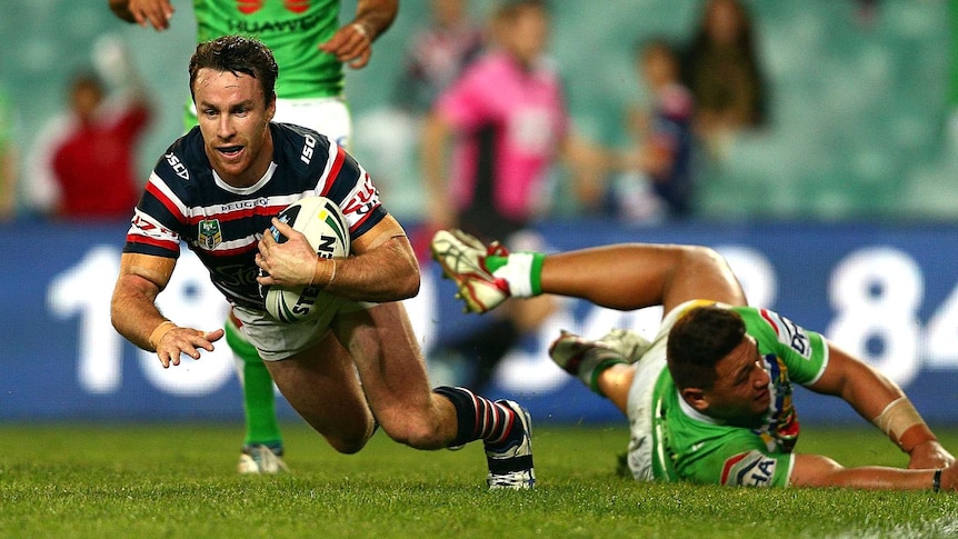 James Maloney scores for the Roosters