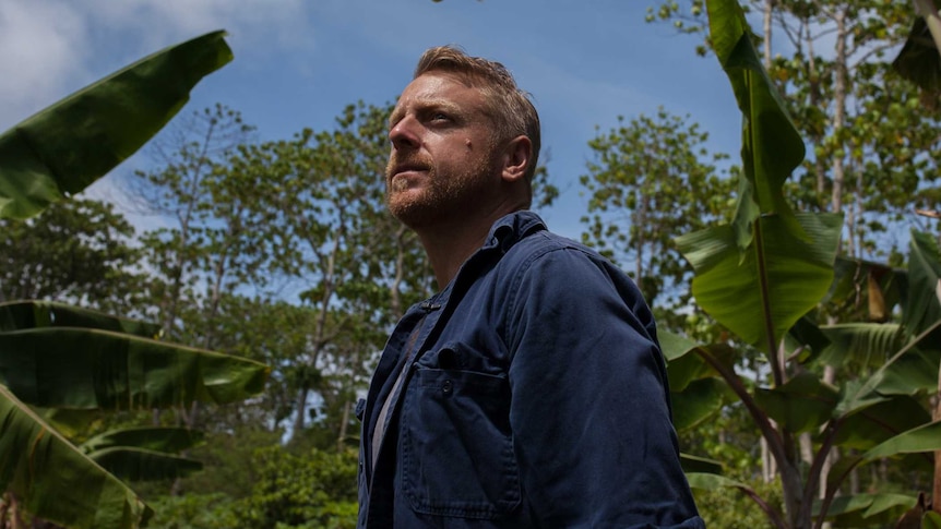Mark Bennett on his farm on Christmas Island, which he hopes will improve food security.