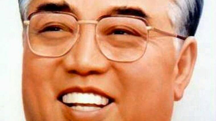 Smiling headshot of Kim Il-sung.