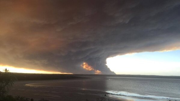 Smoke clouds from a bushfire in Dalyup, WA