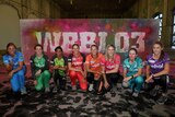 Players from the eight WBBL teams at the season three launch for the Women's Big Bash League.