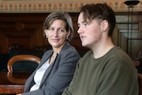 Tasmanian Greens leader Cassy O'Connor and son Jasper.