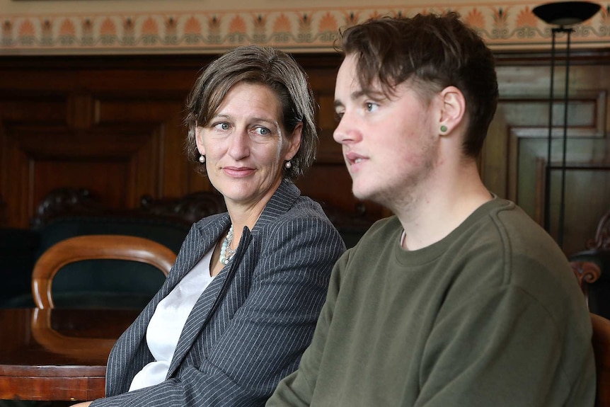 Tasmanian Greens leader Cassy O'Connor and son Jasper.