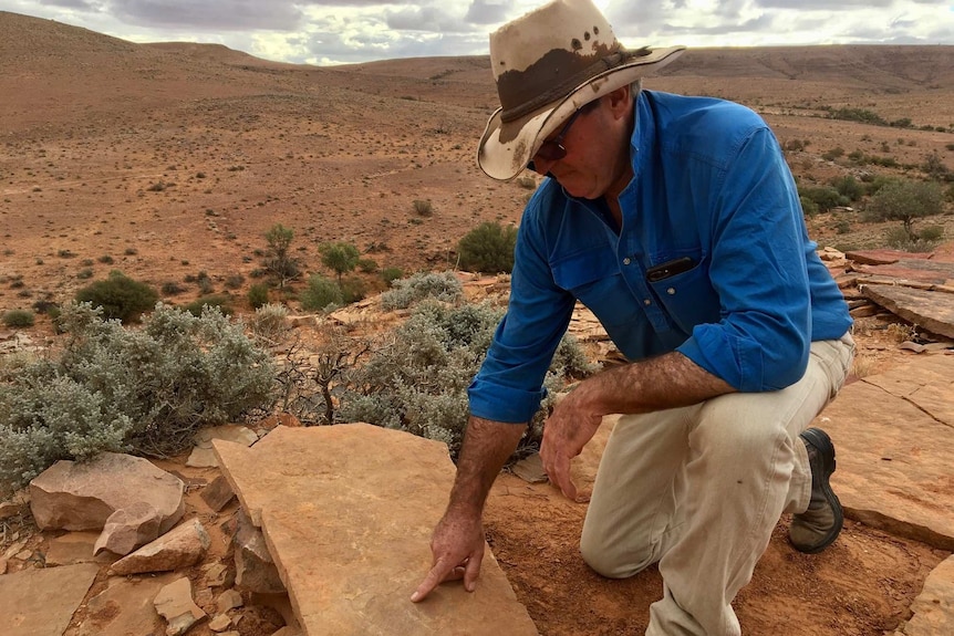 Ross Fargher at the Nilpena fossil beds