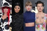 A composite image of Shania Twain, Blac Chyna, Taylor Swift and Harry Styles 