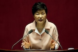 South Korean President Park Geun-hye delivers a speech.