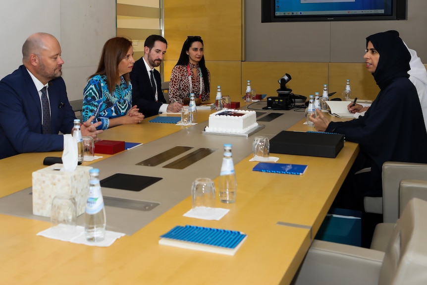 People sitting around a conference table.